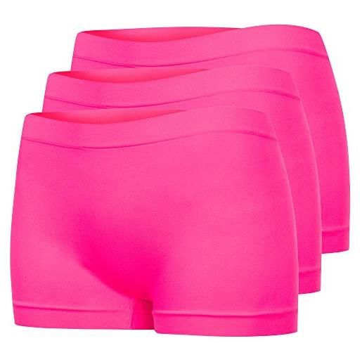 Assoluta confezione da 3 biancheria intima da donna hipster panties neon oragen, verde, rosa, giallo, rosa fluo, s