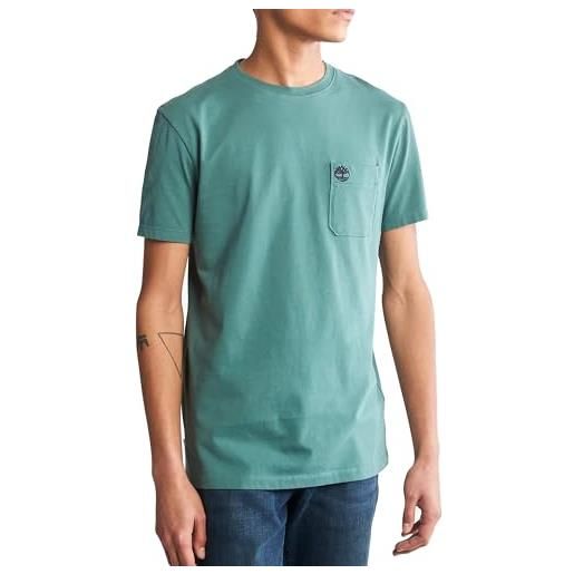 Timberland t-shirt a tasca singola dunstan river da uomo (m, verde salvia)