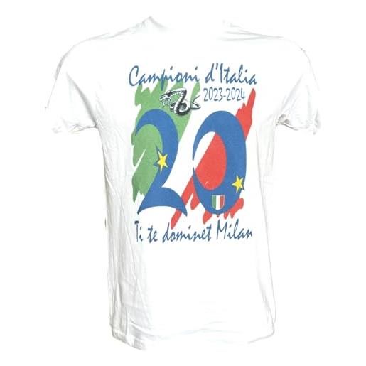 Generico t-shirt campioni d'italia 20 scudetto 2023/2024 celebrativa per tifosi neroazzurri - maglia da bambino - ragazzo bianca o nera - ti te dominet milan (it, età, 9 anni, 11 anni, regular, bianco)