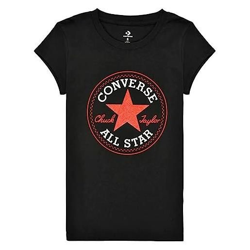 Converse timeless chuck patch g maglietta a maniche corte per bambini nero 100% cotone, 12 anni unisex-bimbi