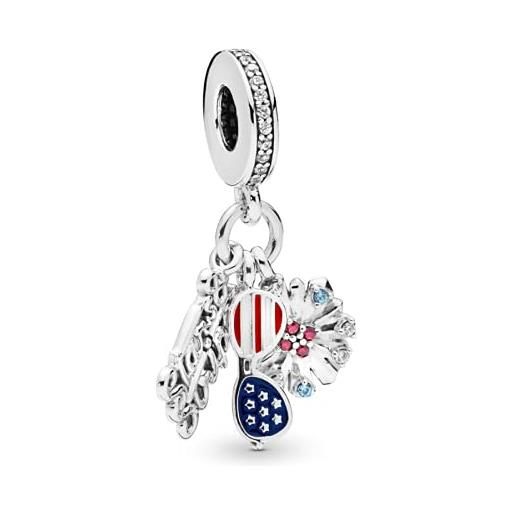 ZHANGCHEN perle originali in argento sterling 925 con icone americane ciondola il fascino adatto per le donne, bracciale e collana, gioielli fai da te