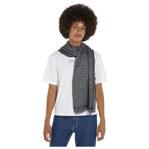Calvin Klein monogram jacquard scarf 120x120 k60k608779 sciarpe, nero (ck black), os donna