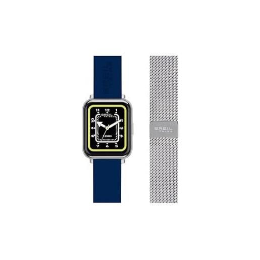 Breil orologio unisex sbt-2 quadrante mono-colore nero movimento smartwatch smartmodule e mesh/cinturino silicone, acciaio argento, blu ew0673