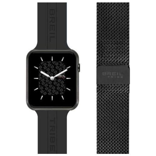 Breil orologio unisex sbt-x quadrante mono-colore nero movimento smartwatch smartmodule e mesh/cinturino silicone, acciaio nero ew0671