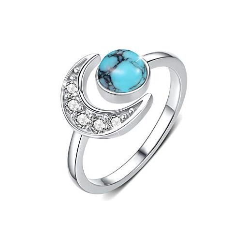 CUOKA MIRACLE anello turchese donna, anello luna argento 925 anello regolabile gioielli turchese per donne regali di san valentino, matrimonio, fidanzamento, anniversario