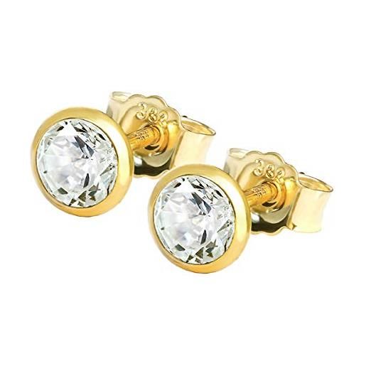 NKlaus coppia di orecchini a perno 5,0mm oro giallo 333 8 carati oro orecchini cristallo zircone bianco uomini 1763