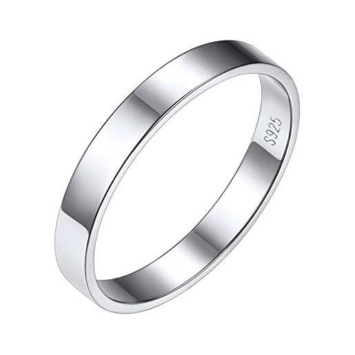 Bestyle anelli donna in argento 925 coppia anello in argento a fascia anelli argento fedine 3mm misura 17