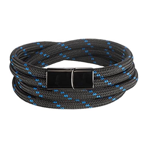 Galeara design bracciale corda - braccialetto nautico - magnetico noa marina (noa nero - blue doublo, 195)