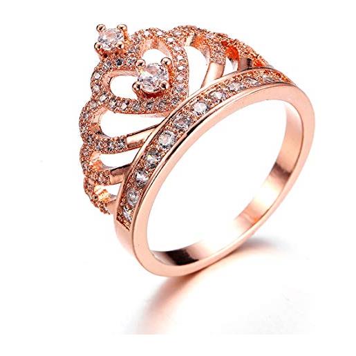 Borong anelli donna gioielli fidanzamento principessa cuore corona tiara con oro rosa placcato zirconia cubica fedine nuziali regalo per ragazze