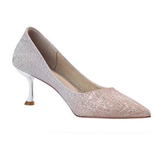 C.Paravano donna scarpe con tacco - tacchi alti da donna - glitter glamour glitter pompe stiletto heels 6cm puntato toe party scarpe(39, rosa)