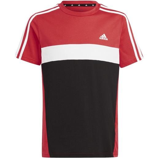 T-shirt maglia maglietta ragazzi adidas rosso tiberio 3-stripes junior cotone iw7952