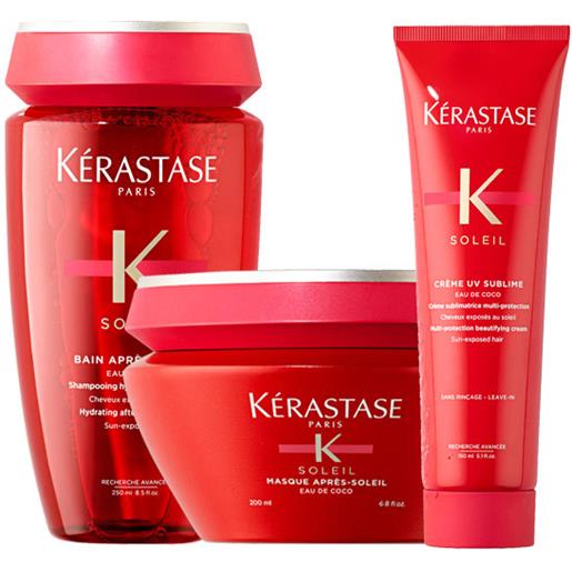 Kérastase kit Kérastase soleil shampoo bain après-soleil 250ml + masque uv défense active 200ml + leave in crème uv sublime 150ml