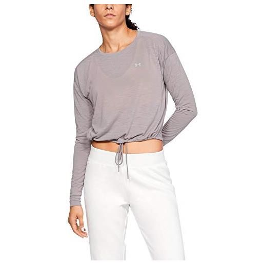 Under Armour whisperlight cropped cover up maglia a maniche lunghe, donna, grigio, md