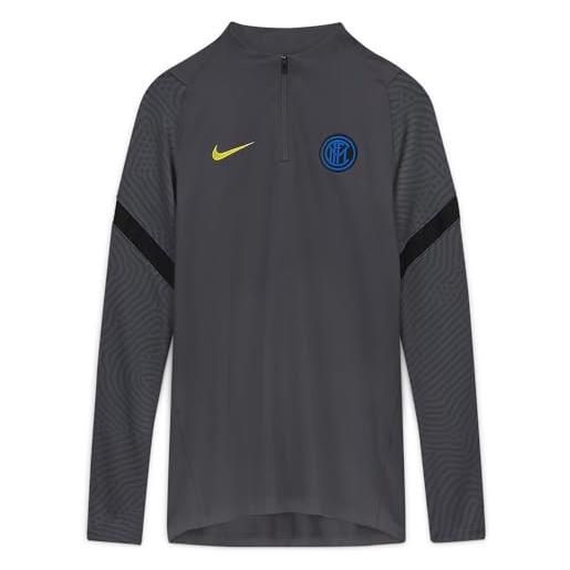 Nike inter mnk dry strk dril top cl, t-shirt a manica lunga uomo, dark grey/black/(tour yellow) (no sponsor-3rd), xl