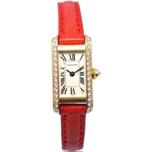 Cartier - orologio anni '80 pre-owned tank - donna - oro giallo 18kt/diamanti - taglia unica - bianco