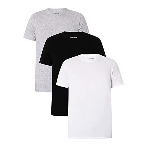 Lacoste uomo t-shirt essentials lounge, confezione da 3, slim, multicolore, xxl