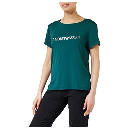 Emporio Armani maglietta da donna elasticizzata in viscosa t-shirt, verde tropicale, m