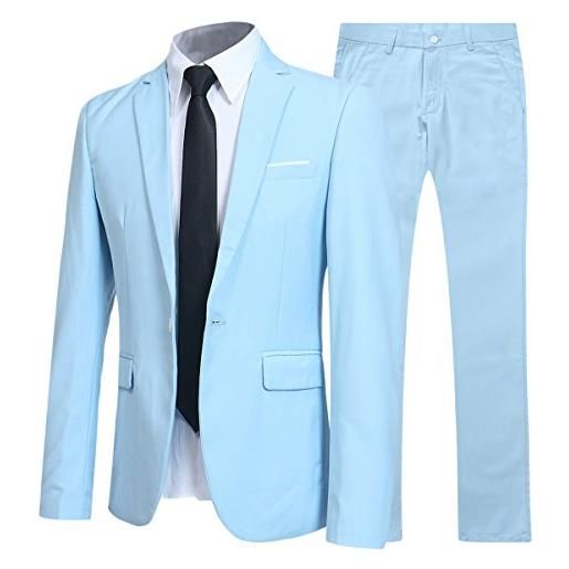 Allthemen abiti da uomo 2 pezzi suit slim fit wedding dinner tuxedo abiti per uomo business casual giacca e pantaloni 10 colori disponibili azzurro xxl