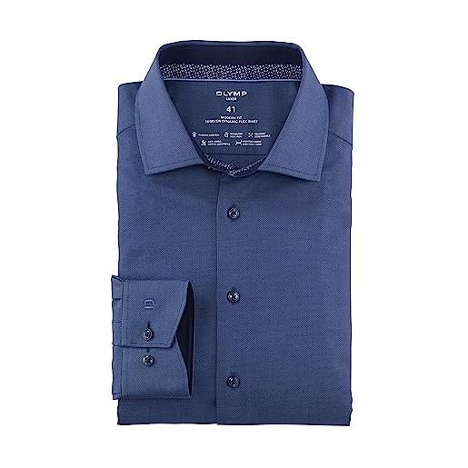 Olymp camicia da lavoro da uomo a maniche lunghe luxor 24/seven, modern fit, global kent, marine 18. , 47