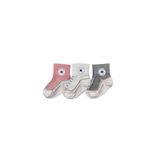Converse infant toddler socks 3 pack (pink(nc0172-ab5)/white/grey, 12-24 months)