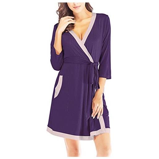 DSJJ pigiama donna vestaglie e kimono cotone scollo a v camice da notte corto da notte nightdress s-xxl (nero, m)