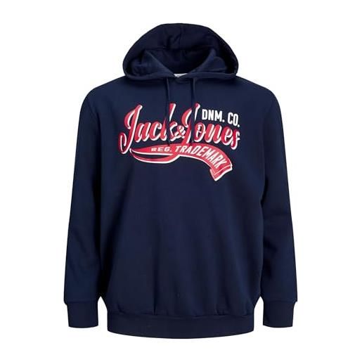 JACK & JONES felpa con cappuccio jack&jones plus size con stampa logo jjelogo, colore: marina, dimensione maglia: 4xl