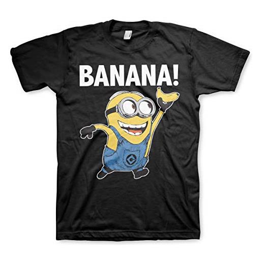 Minions licenza ufficiale banana!Uomo maglietta (nero), xl