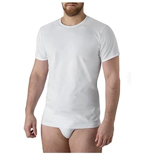 Felis confezione da 3 girocollo mezza manica uomo classico, cotone jersey, maglietta t-shirt, bianco, traspirante e comodo, anche taglie forti