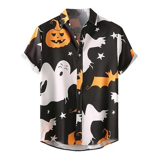 Generic camicie a maniche corte di halloween maschile stampati ghost bottoni tops-bavani tops per la pelle
