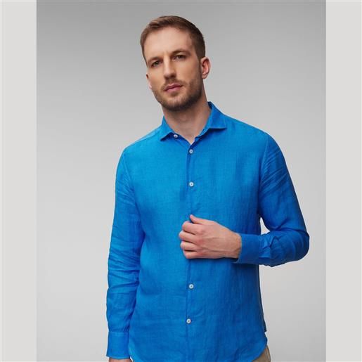 Mc2 Saint Barth camicia blu di lino da uomo Mc2 Saint Barth
