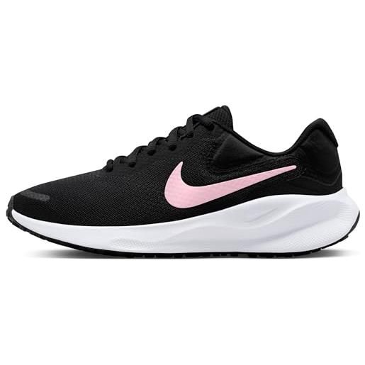 Nike revolution 7, sneaker donna, black med soft pink white, 40.5 eu