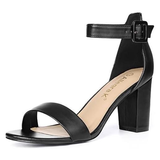 Allegra K donna sandali tacco blocco cinturino caviglia donna scarpe casual nero 35