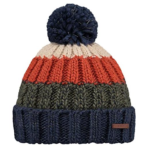 Barts berretto da uomo wilhelm in maglia a trecce con fodera in pile morbido e pompon: stile e comfort invernale - blu taglia unica