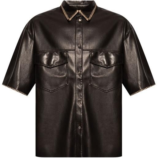 Nanushka camicia mance con cuciture a contrasto - nero