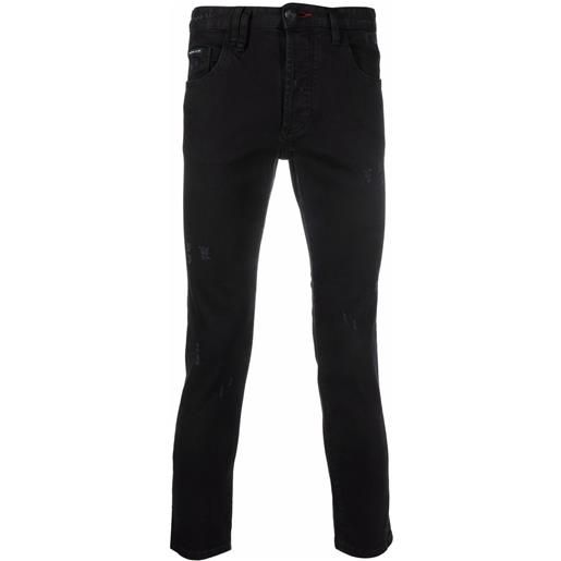 Philipp Plein jeans slim con ricamo - nero