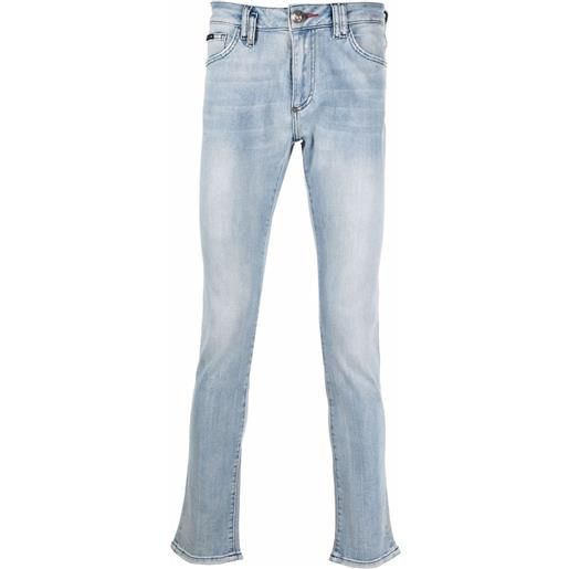 Philipp Plein jeans slim con applicazione - blu