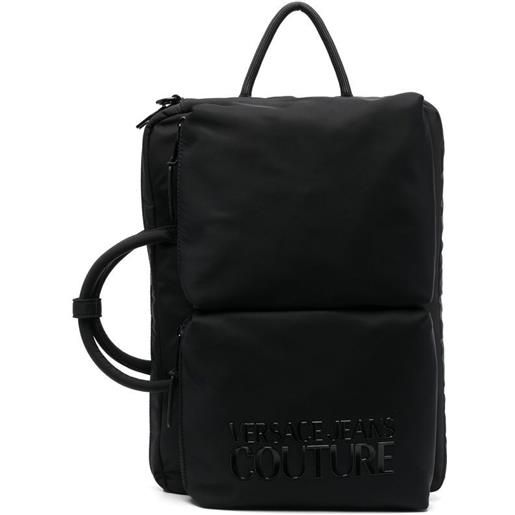 Versace Jeans Couture borsa porta pc con logo goffrato - nero