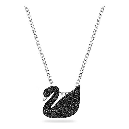 Swarovski pendente Swarovski iconic swan, cigno, piccolo, nero, placcato rodio