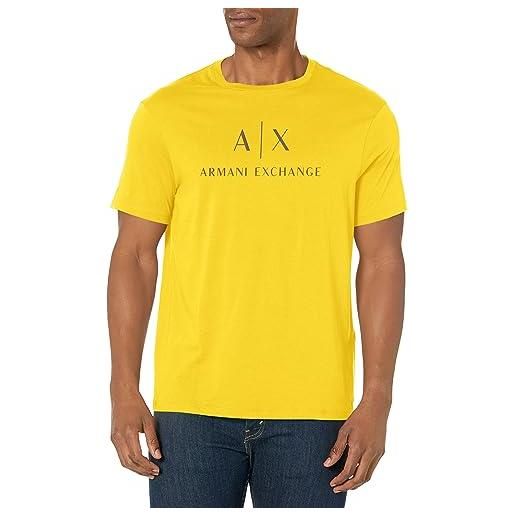 Emporio Armani a|x armani exchange t-shirt girocollo da uomo con logo, giallo cyber, l