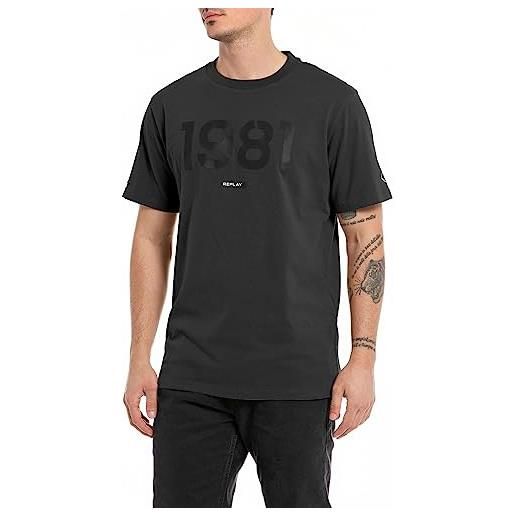Replay t-shirt da uomo manica corta girocollo 1981, nero (black 098), xs