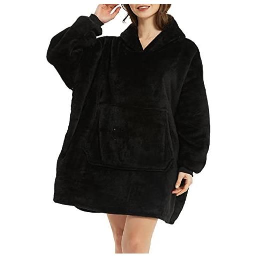 Little Hand sweat à capuche sweat plaid polaire couverture, maglione pullover, felpa con cappuccio, felpa, maglione unisex, noir, 