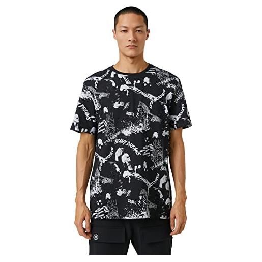 Koton maglietta a maniche corte con stampa a teschio t-shirt, design nero (06d), xxl uomo