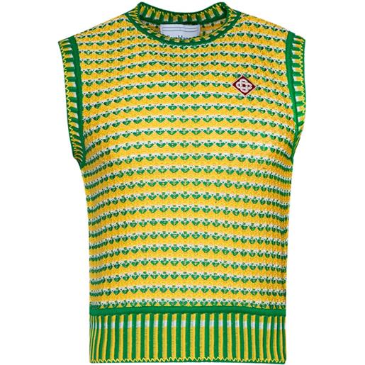 Casablanca jacquard logo-appliqué knitted vest - verde