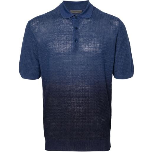Corneliani ribbed-knit polo shirt - blu