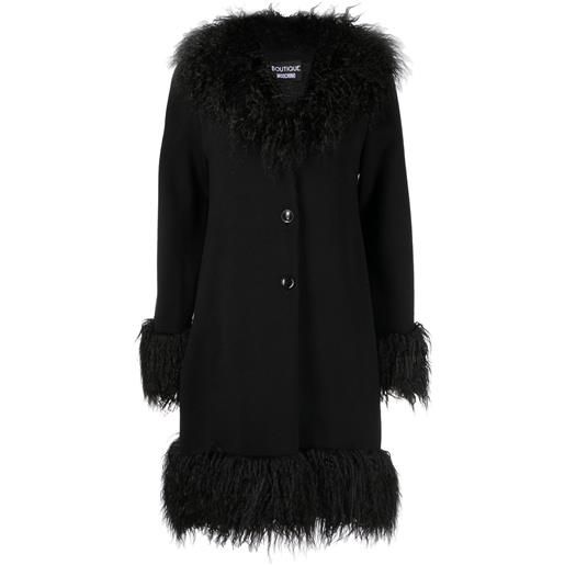 Boutique Moschino cappotto monopetto con bordo in pelliccia - nero