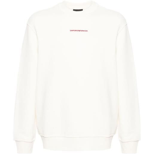 Emporio Armani logo-embroidered cotton sweatshirt - bianco