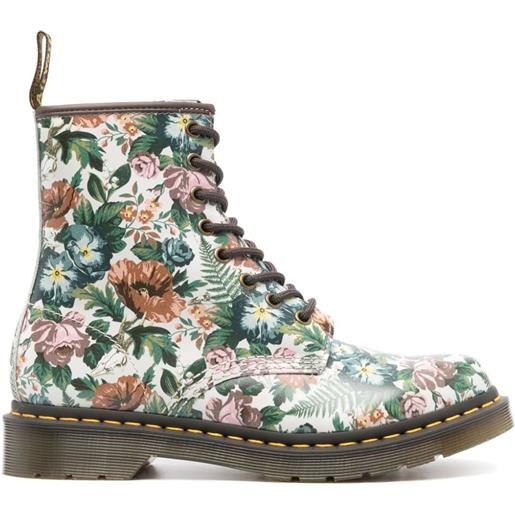 Dr. Martens 1460 floral-print leather boots - bianco