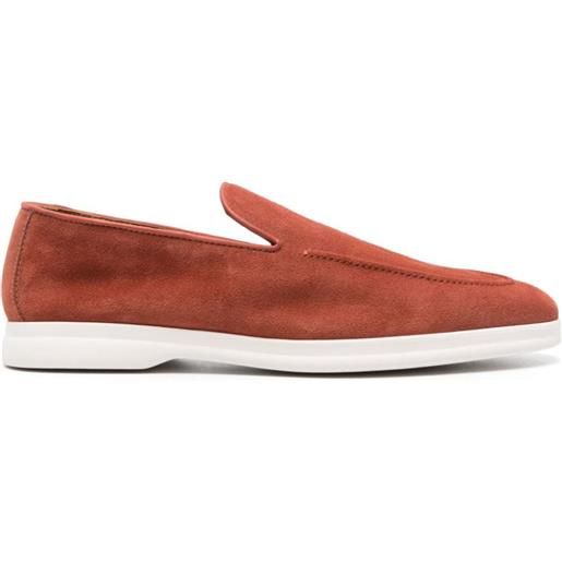 Doucal's almond-toe suede loafers - marrone