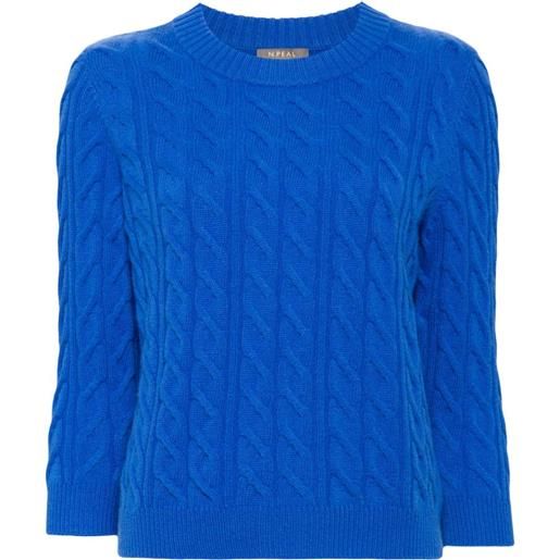 N.Peal maglione con lavorazione a trecce - blu