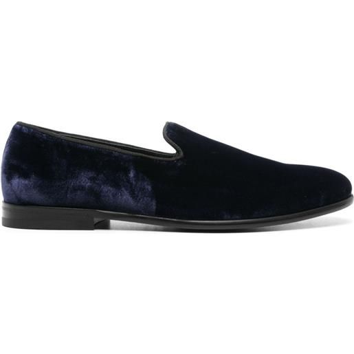 Doucal's almond-toe velvet loafers - blu